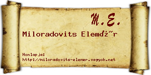 Miloradovits Elemér névjegykártya